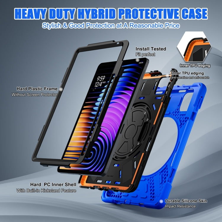 For Xiaomi Pad 7 / 7 Pro Rotatable Holder Silicone Hybrid PC Tablet Case with Shoulder Strap