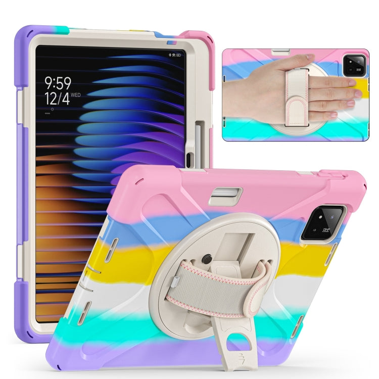 For Xiaomi Pad 7 / 7 Pro Rotatable Holder Silicone Hybrid PC Tablet Case with Shoulder Strap