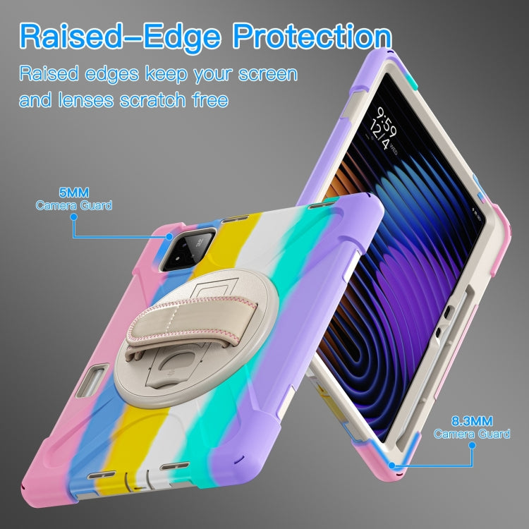 For Xiaomi Pad 7 / 7 Pro Rotatable Holder Silicone Hybrid PC Tablet Case with Shoulder Strap