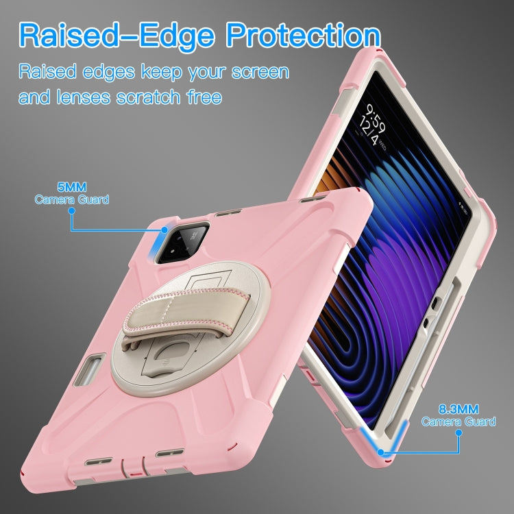 For Xiaomi Pad 7 / 7 Pro Rotatable Holder Silicone Hybrid PC Tablet Case with Shoulder Strap