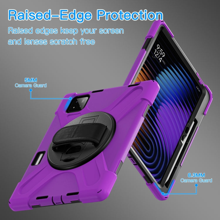 For Xiaomi Pad 7 / 7 Pro Rotatable Holder Silicone Hybrid PC Tablet Case with Shoulder Strap