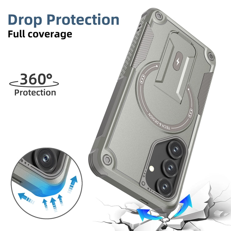 For Samsung Galaxy A35 Armor MagSafe Holder PC Hybrid TPU Phone Case