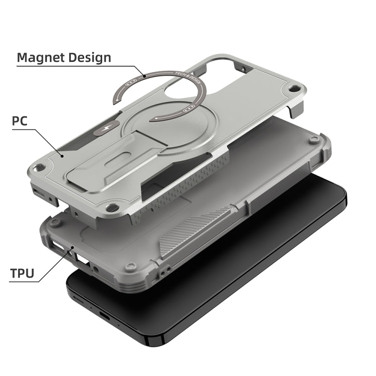 For Samsung Galaxy A35 Armor MagSafe Holder PC Hybrid TPU Phone Case