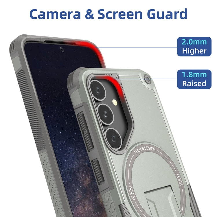 For Samsung Galaxy A35 Armor MagSafe Holder PC Hybrid TPU Phone Case