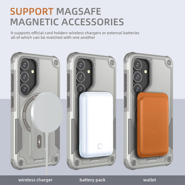 For Samsung Galaxy A35 Armor MagSafe Holder PC Hybrid TPU Phone Case