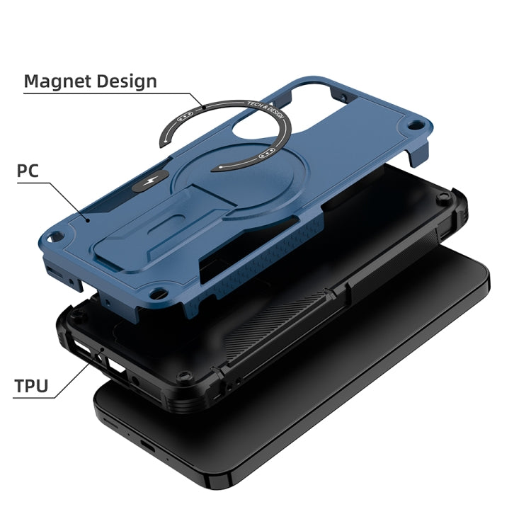 For Samsung Galaxy A35 Armor MagSafe Holder PC Hybrid TPU Phone Case
