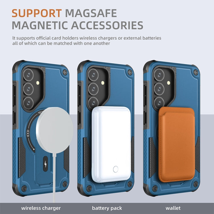 For Samsung Galaxy A35 Armor MagSafe Holder PC Hybrid TPU Phone Case