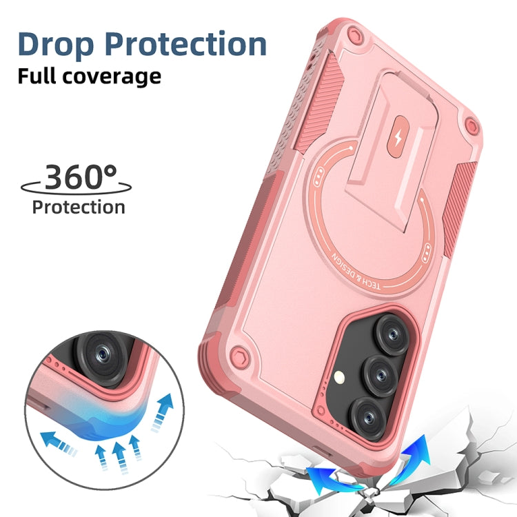 For Samsung Galaxy A35 Armor MagSafe Holder PC Hybrid TPU Phone Case