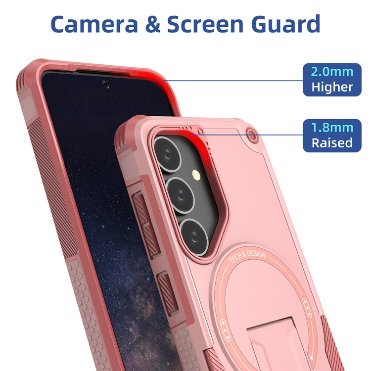 For Samsung Galaxy A35 Armor MagSafe Holder PC Hybrid TPU Phone Case