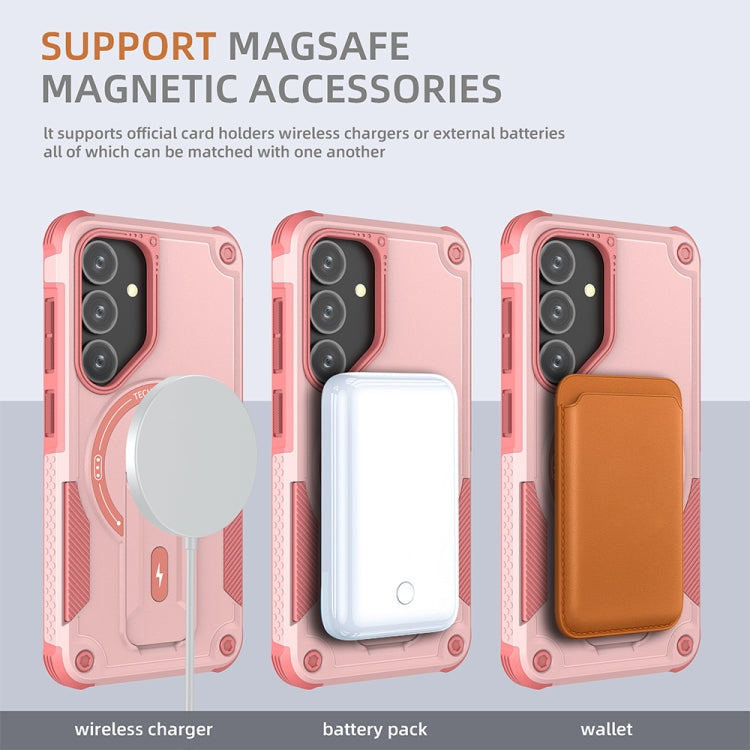 For Samsung Galaxy A35 Armor MagSafe Holder PC Hybrid TPU Phone Case