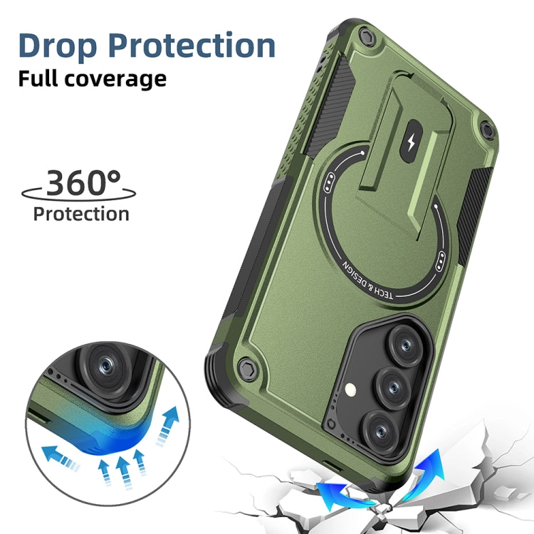 For Samsung Galaxy A35 Armor MagSafe Holder PC Hybrid TPU Phone Case