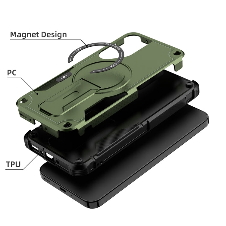 For Samsung Galaxy A35 Armor MagSafe Holder PC Hybrid TPU Phone Case