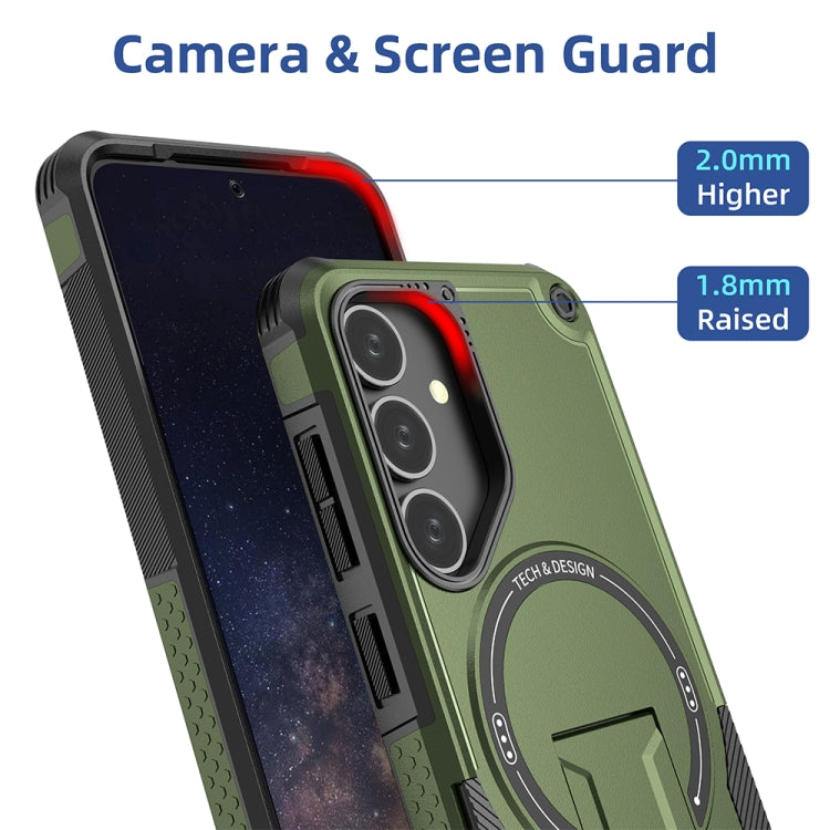 For Samsung Galaxy A35 Armor MagSafe Holder PC Hybrid TPU Phone Case