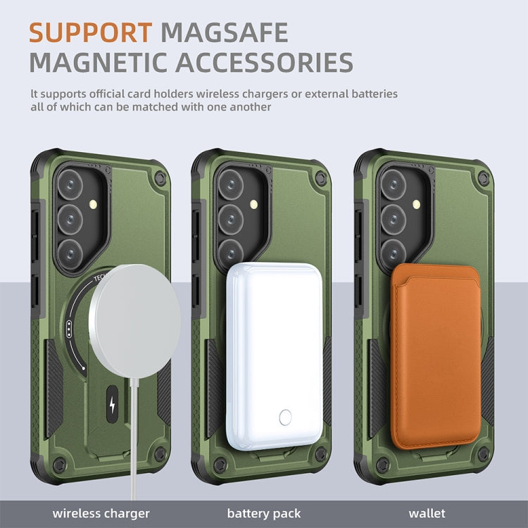 For Samsung Galaxy A35 Armor MagSafe Holder PC Hybrid TPU Phone Case