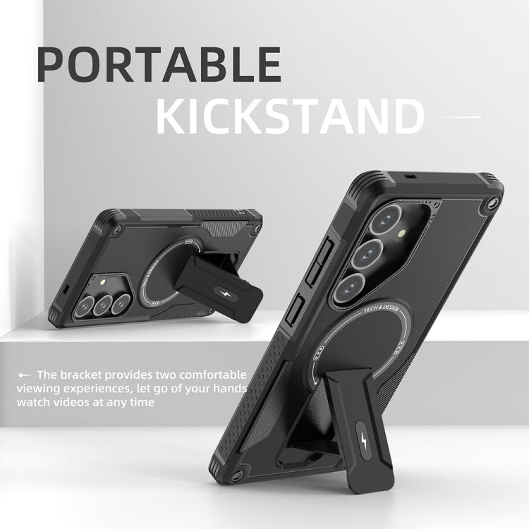 For Samsung Galaxy A35 Armor MagSafe Holder PC Hybrid TPU Phone Case