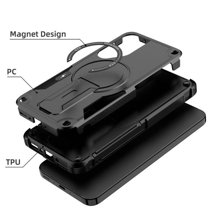 For Samsung Galaxy A35 Armor MagSafe Holder PC Hybrid TPU Phone Case