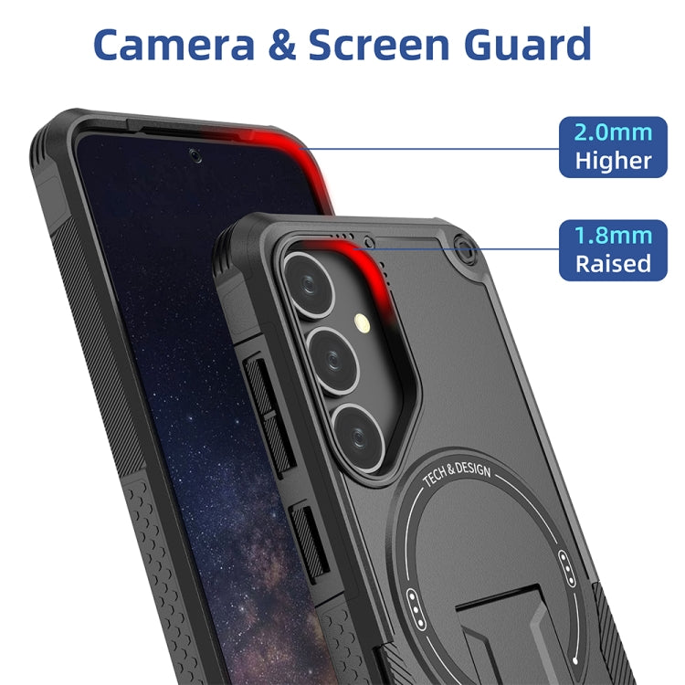 For Samsung Galaxy A35 Armor MagSafe Holder PC Hybrid TPU Phone Case