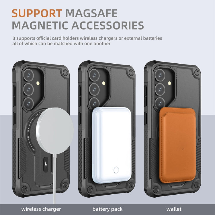 For Samsung Galaxy A35 Armor MagSafe Holder PC Hybrid TPU Phone Case