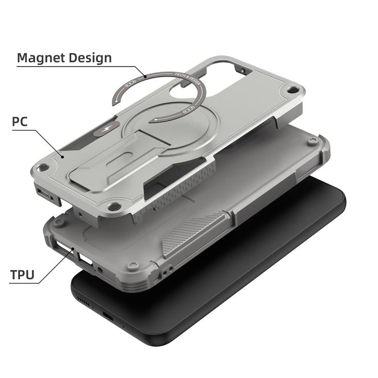 For Samsung Galaxy A54 5G Armor MagSafe Holder PC Hybrid TPU Phone Case