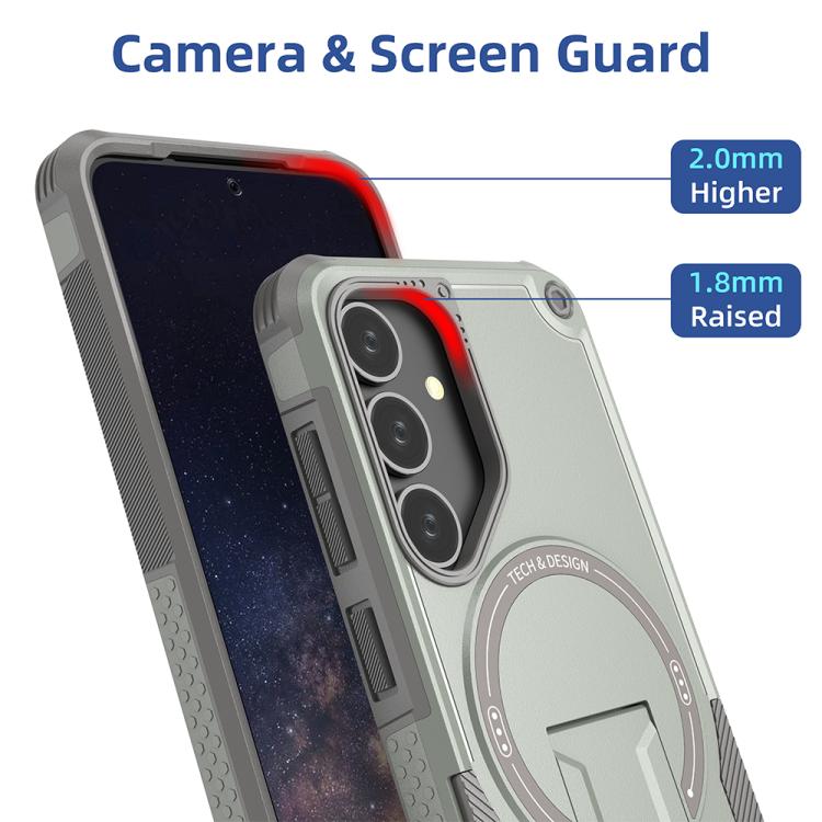 For Samsung Galaxy A54 5G Armor MagSafe Holder PC Hybrid TPU Phone Case