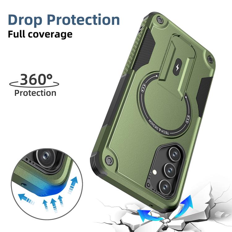 For Samsung Galaxy A54 5G Armor MagSafe Holder PC Hybrid TPU Phone Case