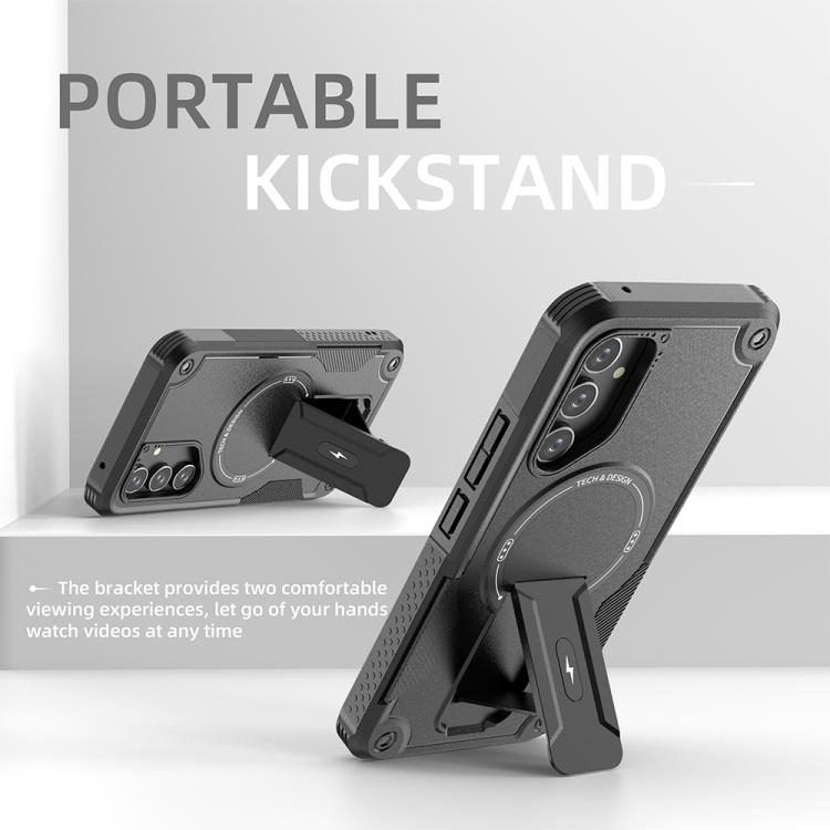 For Samsung Galaxy A54 5G Armor MagSafe Holder PC Hybrid TPU Phone Case