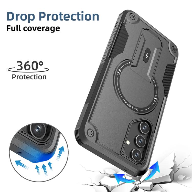 For Samsung Galaxy A54 5G Armor MagSafe Holder PC Hybrid TPU Phone Case