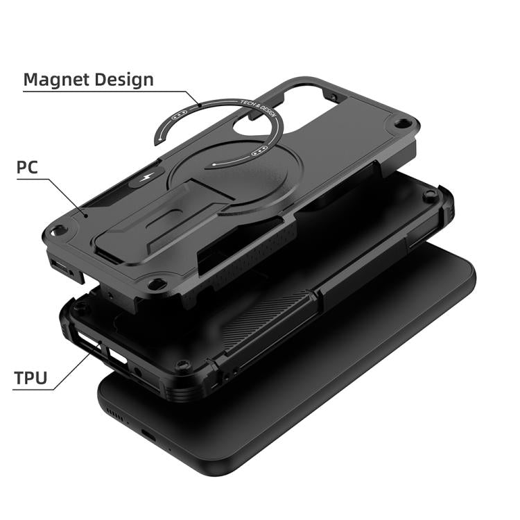 For Samsung Galaxy A54 5G Armor MagSafe Holder PC Hybrid TPU Phone Case
