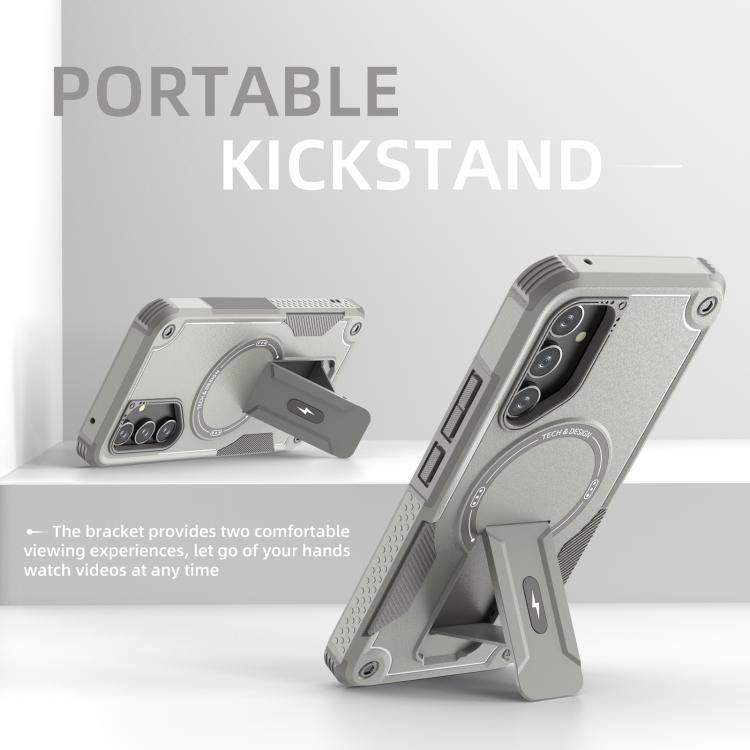 For Samsung Galaxy A55 5G Armor MagSafe Holder PC Hybrid TPU Phone Case