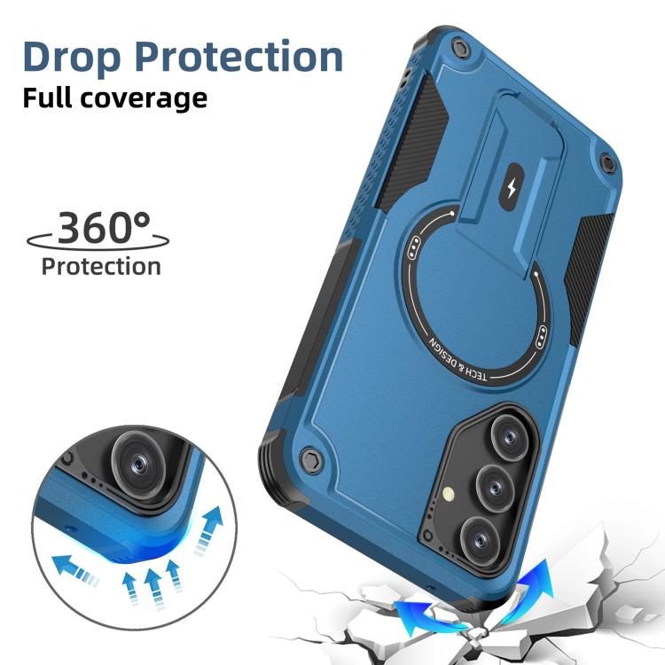 For Samsung Galaxy A55 5G Armor MagSafe Holder PC Hybrid TPU Phone Case