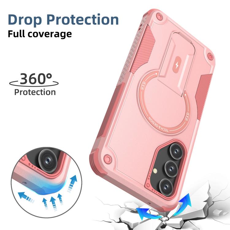 For Samsung Galaxy A55 5G Armor MagSafe Holder PC Hybrid TPU Phone Case