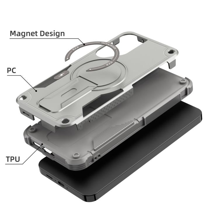 For Samsung Galaxy A25 5G Armor MagSafe Holder PC Hybrid TPU Phone Case