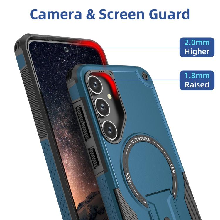 For Samsung Galaxy A25 5G Armor MagSafe Holder PC Hybrid TPU Phone Case