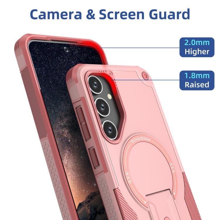 For Samsung Galaxy A25 5G Armor MagSafe Holder PC Hybrid TPU Phone Case
