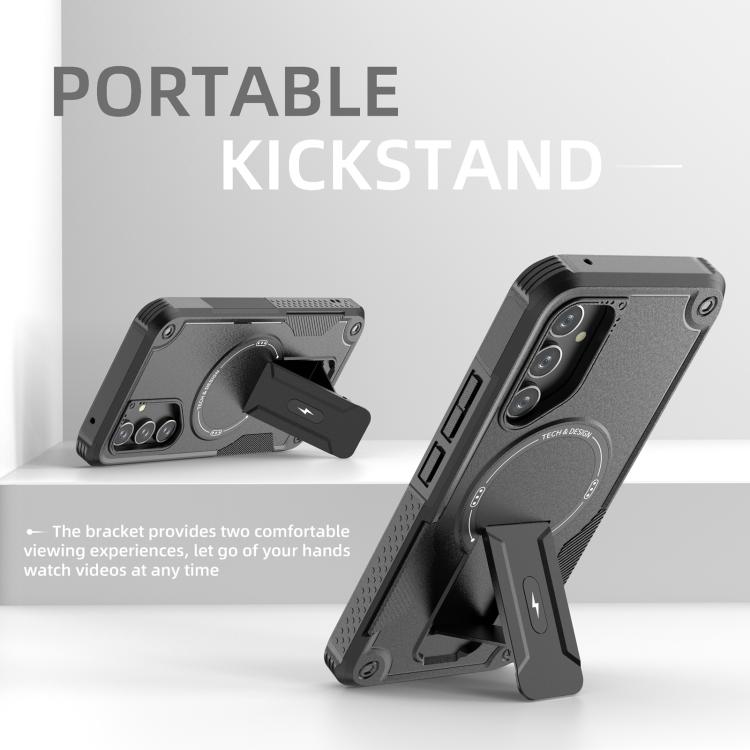 For Samsung Galaxy A25 5G Armor MagSafe Holder PC Hybrid TPU Phone Case