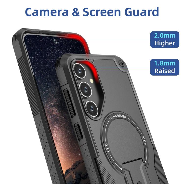 For Samsung Galaxy A25 5G Armor MagSafe Holder PC Hybrid TPU Phone Case