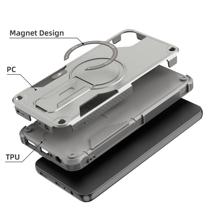 For Samsung Galaxy A05 Armor MagSafe Holder PC Hybrid TPU Phone Case
