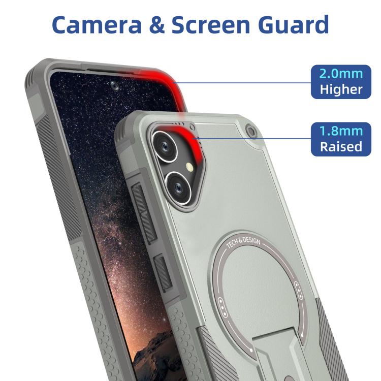For Samsung Galaxy A05 Armor MagSafe Holder PC Hybrid TPU Phone Case
