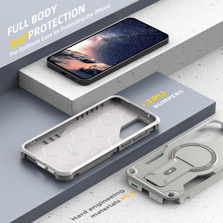 For Samsung Galaxy A05 Armor MagSafe Holder PC Hybrid TPU Phone Case