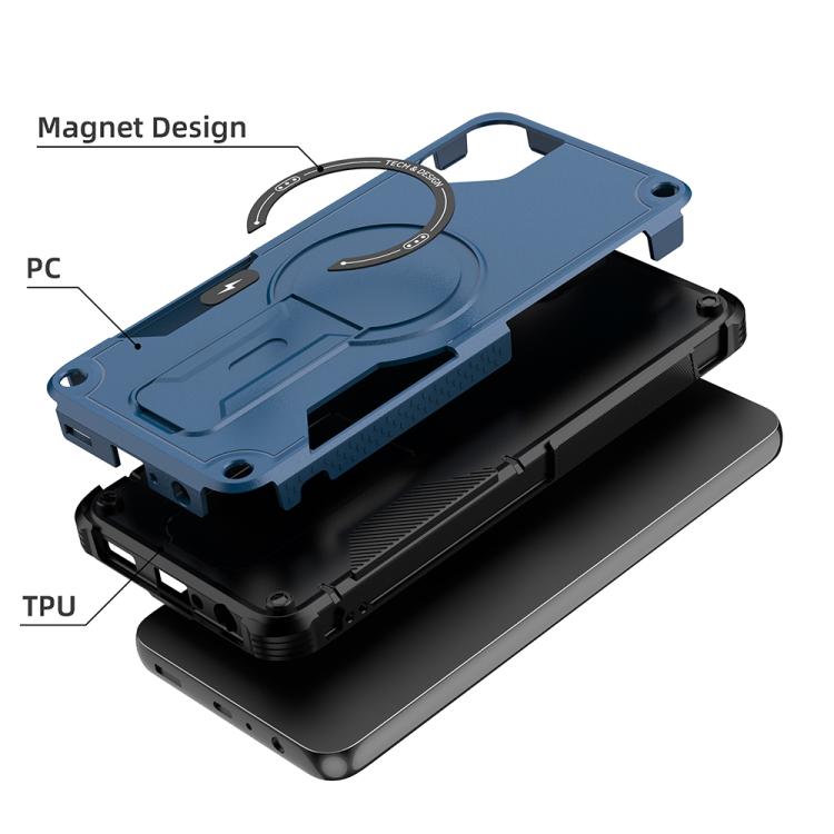 For Samsung Galaxy A05 Armor MagSafe Holder PC Hybrid TPU Phone Case
