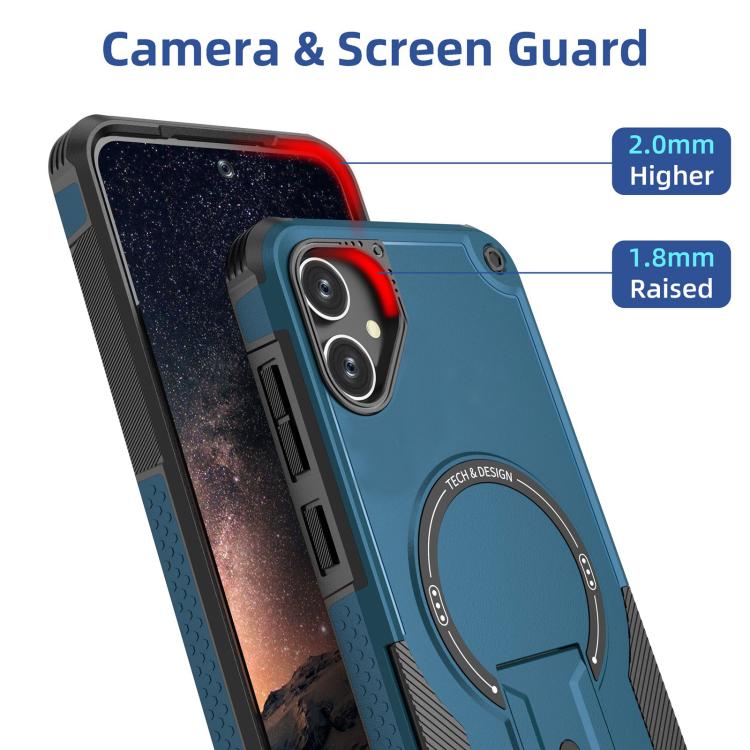 For Samsung Galaxy A05 Armor MagSafe Holder PC Hybrid TPU Phone Case