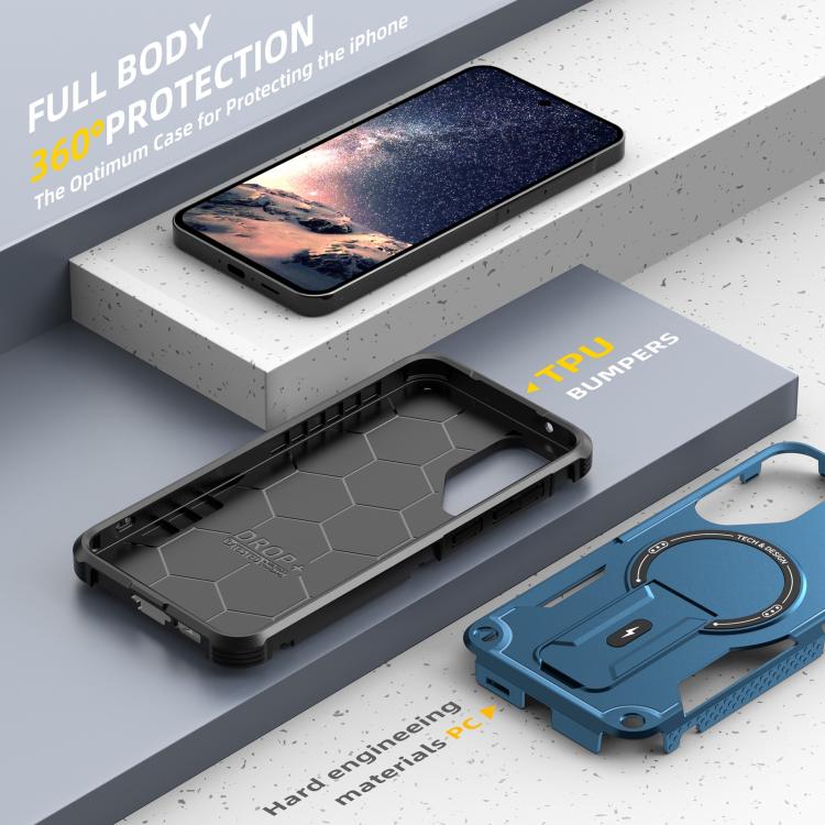 For Samsung Galaxy A05 Armor MagSafe Holder PC Hybrid TPU Phone Case