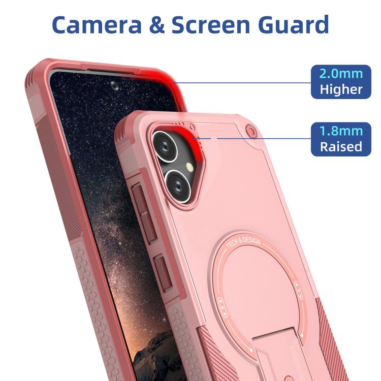 For Samsung Galaxy A05 Armor MagSafe Holder PC Hybrid TPU Phone Case