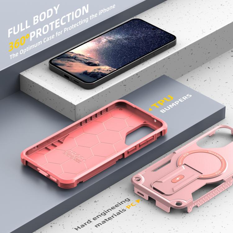 For Samsung Galaxy A05 Armor MagSafe Holder PC Hybrid TPU Phone Case