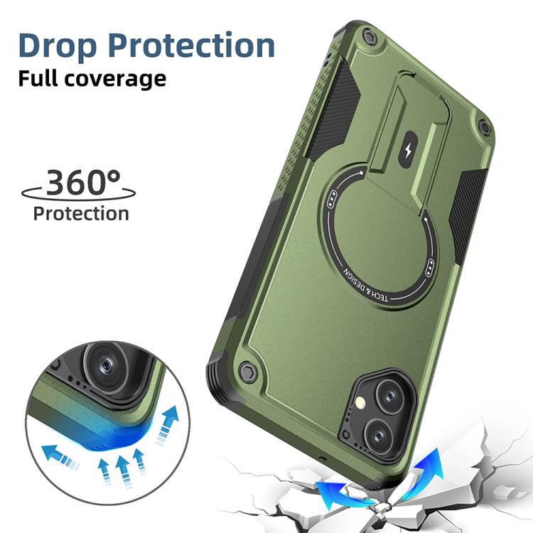 For Samsung Galaxy A05 Armor MagSafe Holder PC Hybrid TPU Phone Case