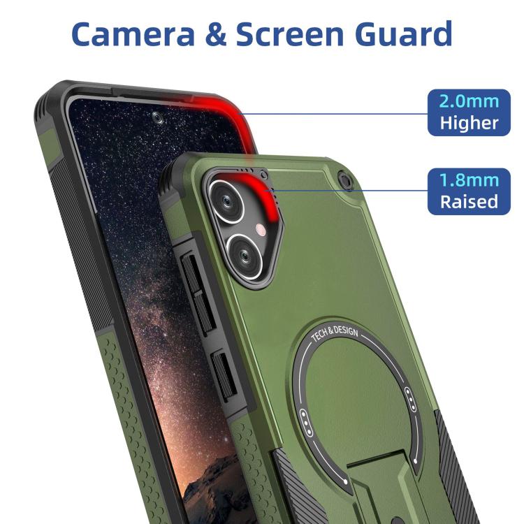 For Samsung Galaxy A05 Armor MagSafe Holder PC Hybrid TPU Phone Case
