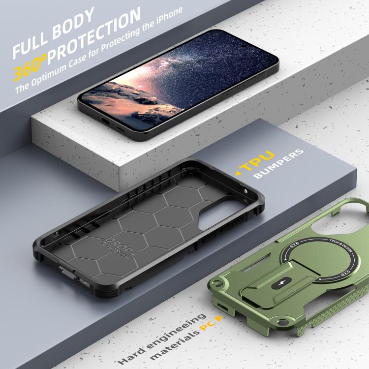 For Samsung Galaxy A05 Armor MagSafe Holder PC Hybrid TPU Phone Case