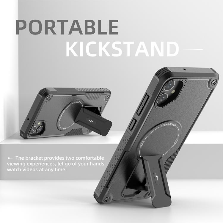 For Samsung Galaxy A05 Armor MagSafe Holder PC Hybrid TPU Phone Case