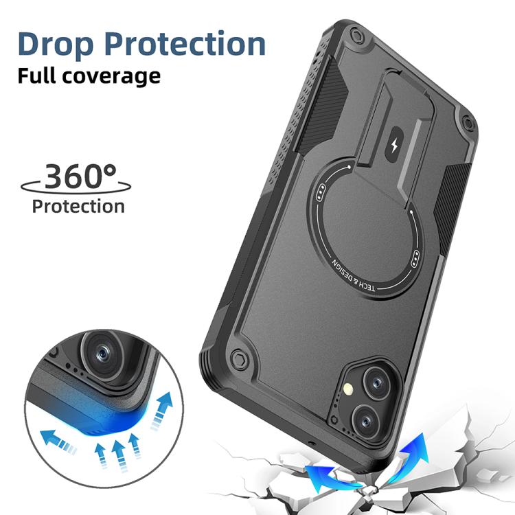 For Samsung Galaxy A05 Armor MagSafe Holder PC Hybrid TPU Phone Case