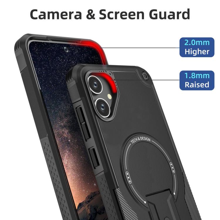 For Samsung Galaxy A05 Armor MagSafe Holder PC Hybrid TPU Phone Case